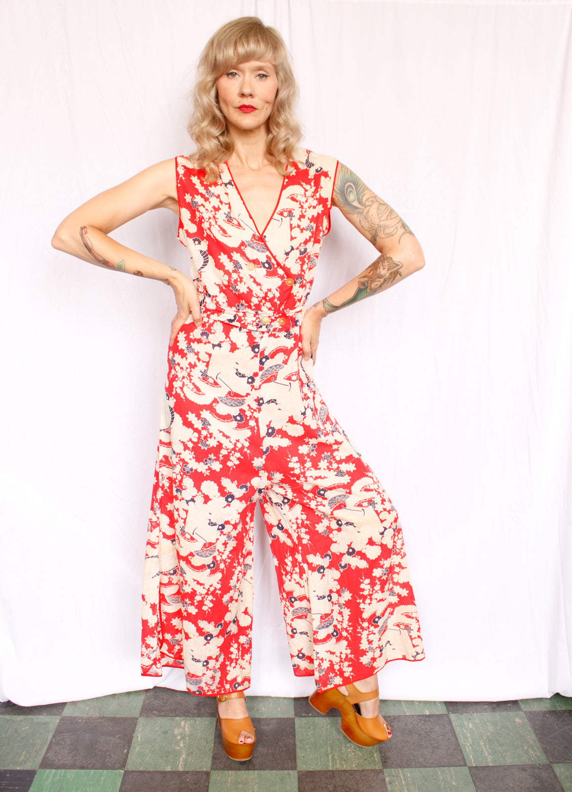 1920s Summer on the Pacific Beach Pajamas - Medium