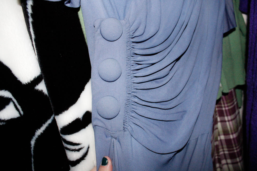 1930s Periwinkle Draped Jersey Gown - Xs