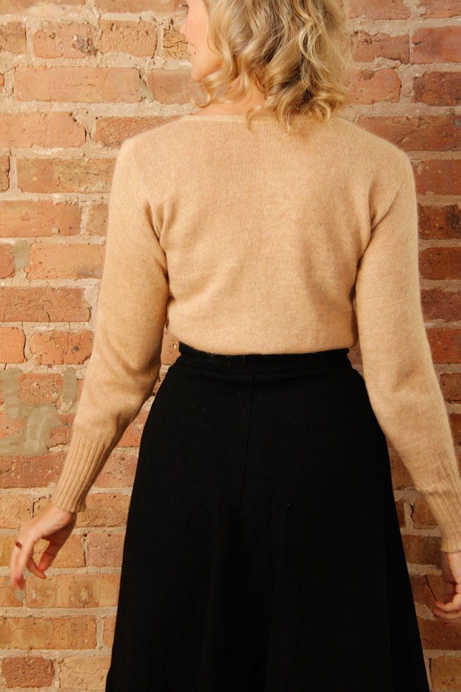 1930s Wool Stevens Black High Waist Skirt