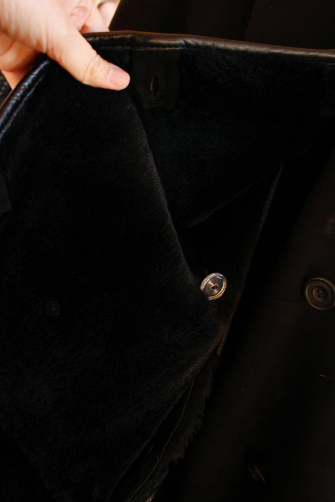 1990s Neiman Marcus Black Suede & Shearling Coat - M/L