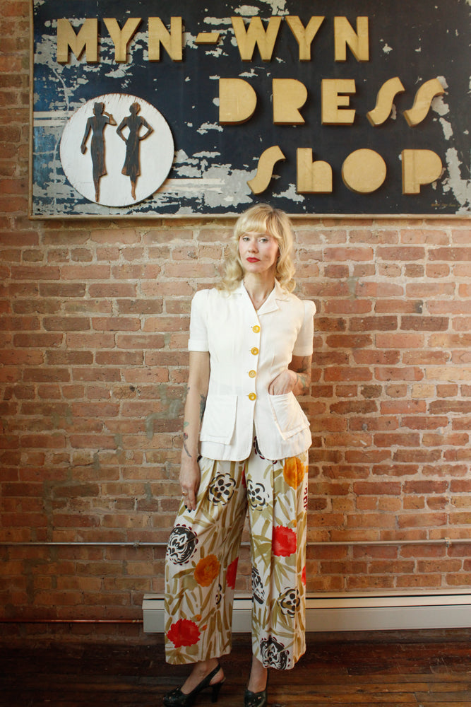 1940s Laura Lee Pique Cotton Top - Med