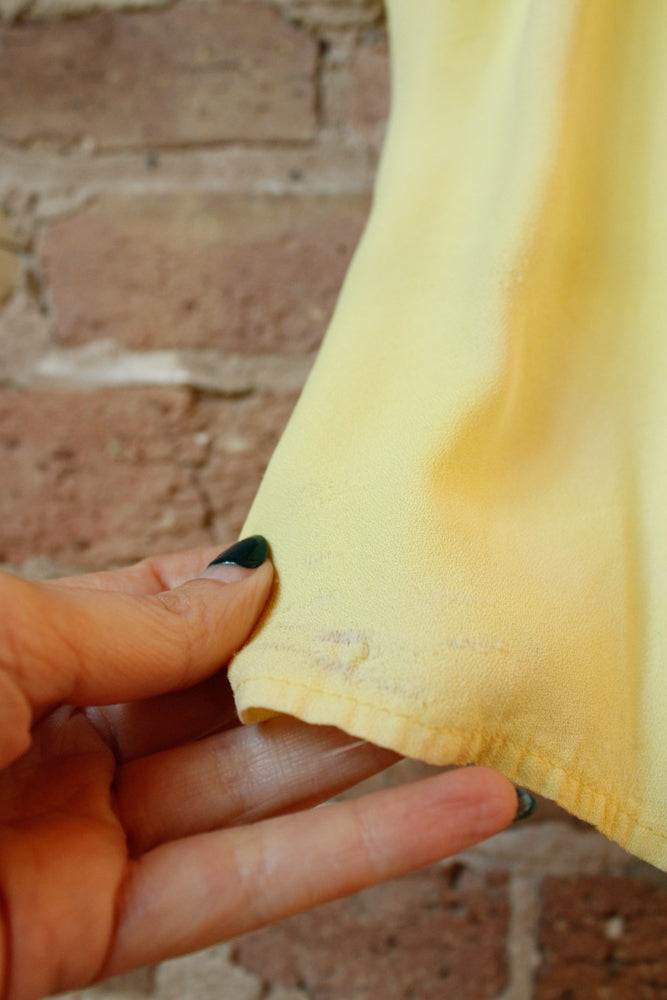 1940s Rayon Ruffle Lemon Blouse - Small