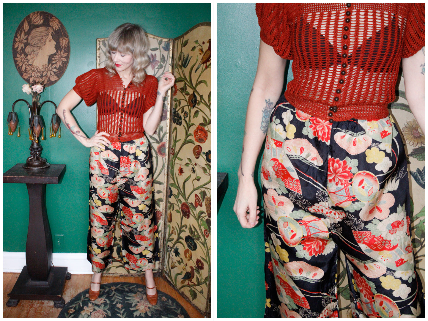 1920s Japanese Silk Lounge Pant