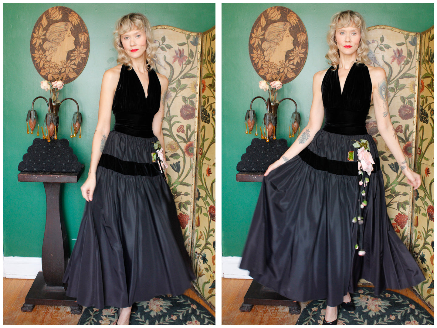 Black velvet cheap skirt 3d