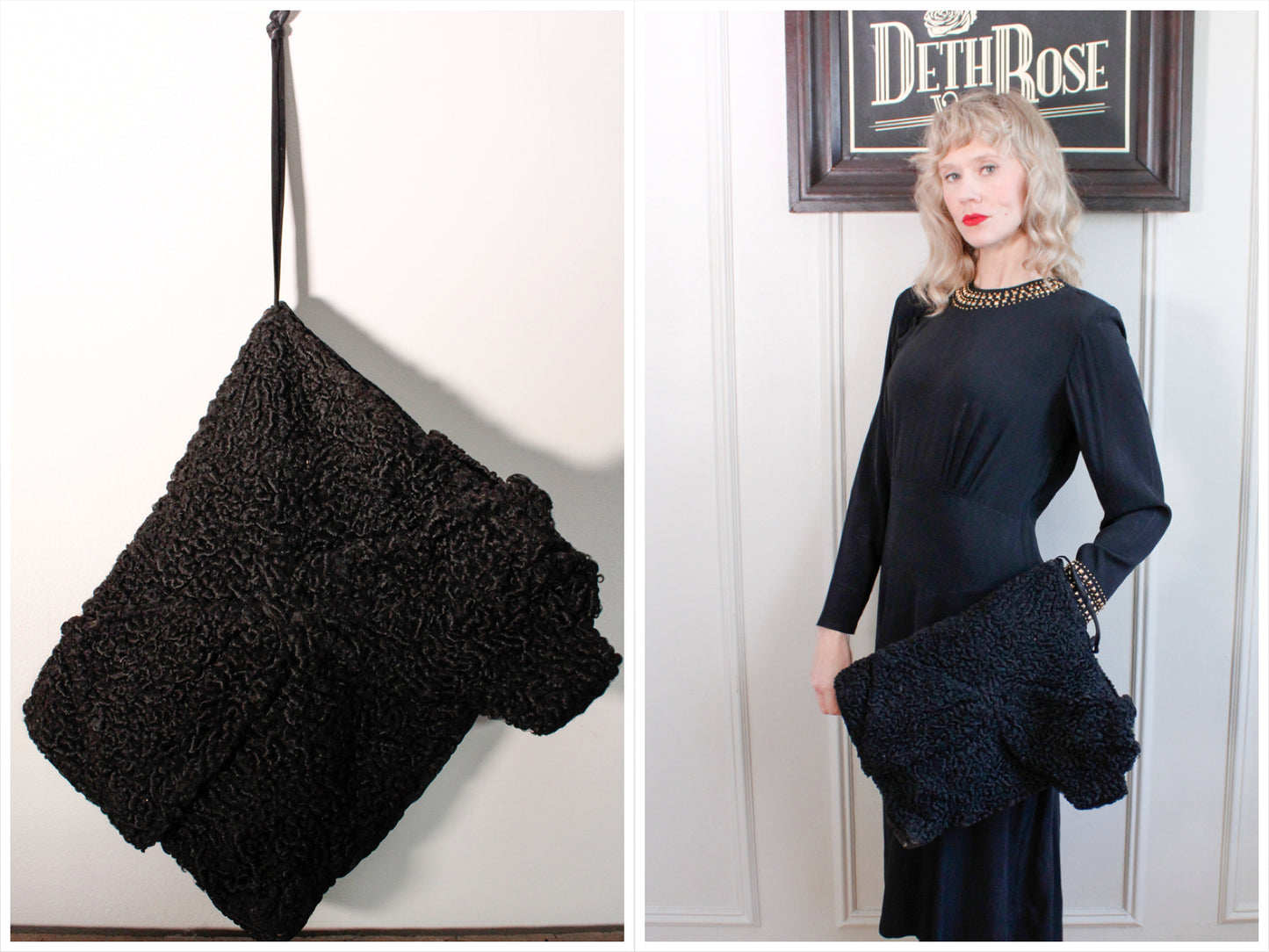 1930s Persian Lamb & Silk Muff Purse