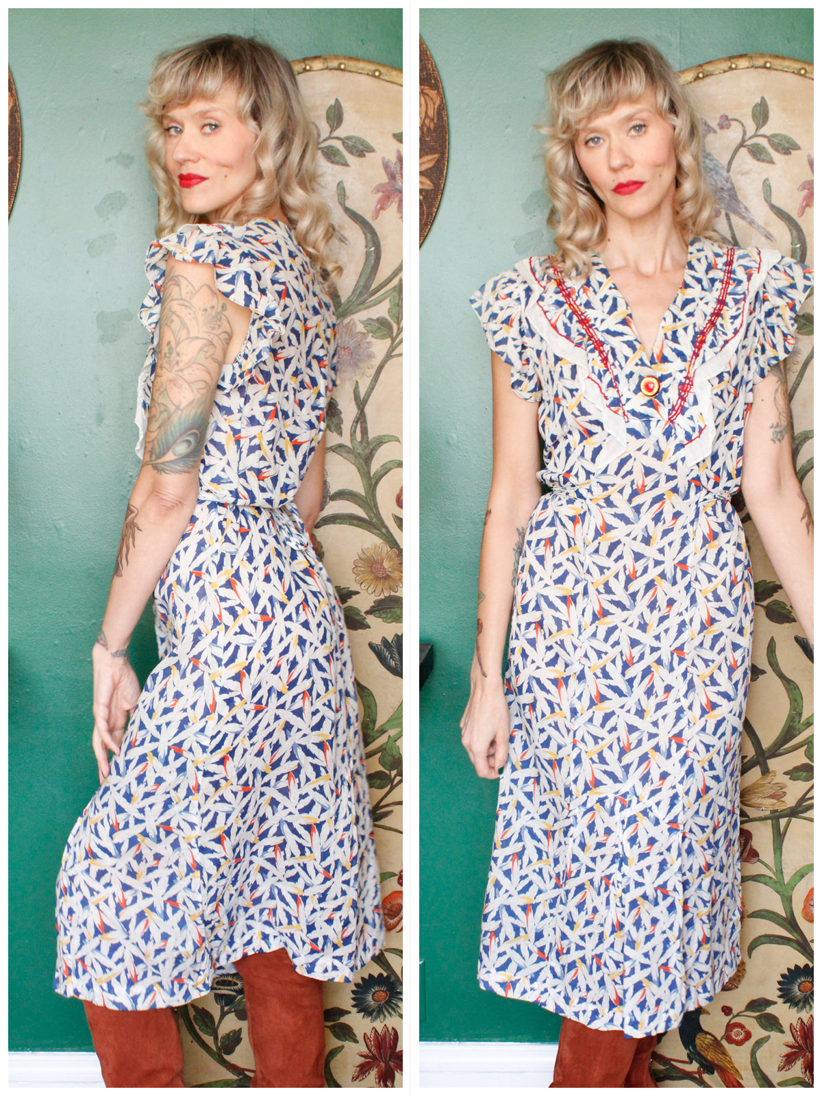 1930s RARE Vanity Fair Colorful Print Dress