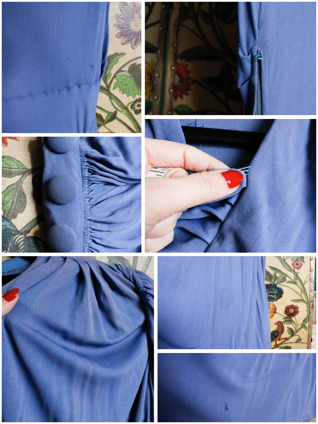 1930s Periwinkle Draped Jersey Gown - Xs1930s Periwinkle Draped Jersey Gown - Xs