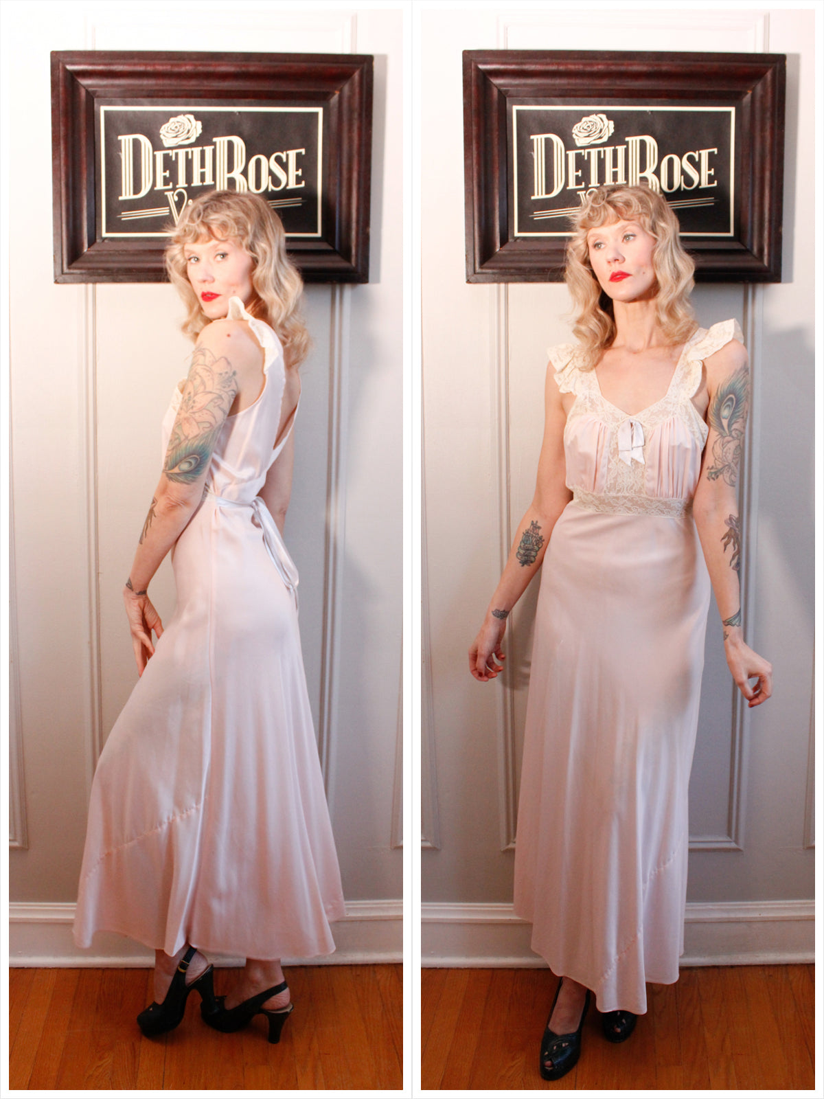 1940s Lady Lenora Rayon Bias Cut Nightgown - S/M