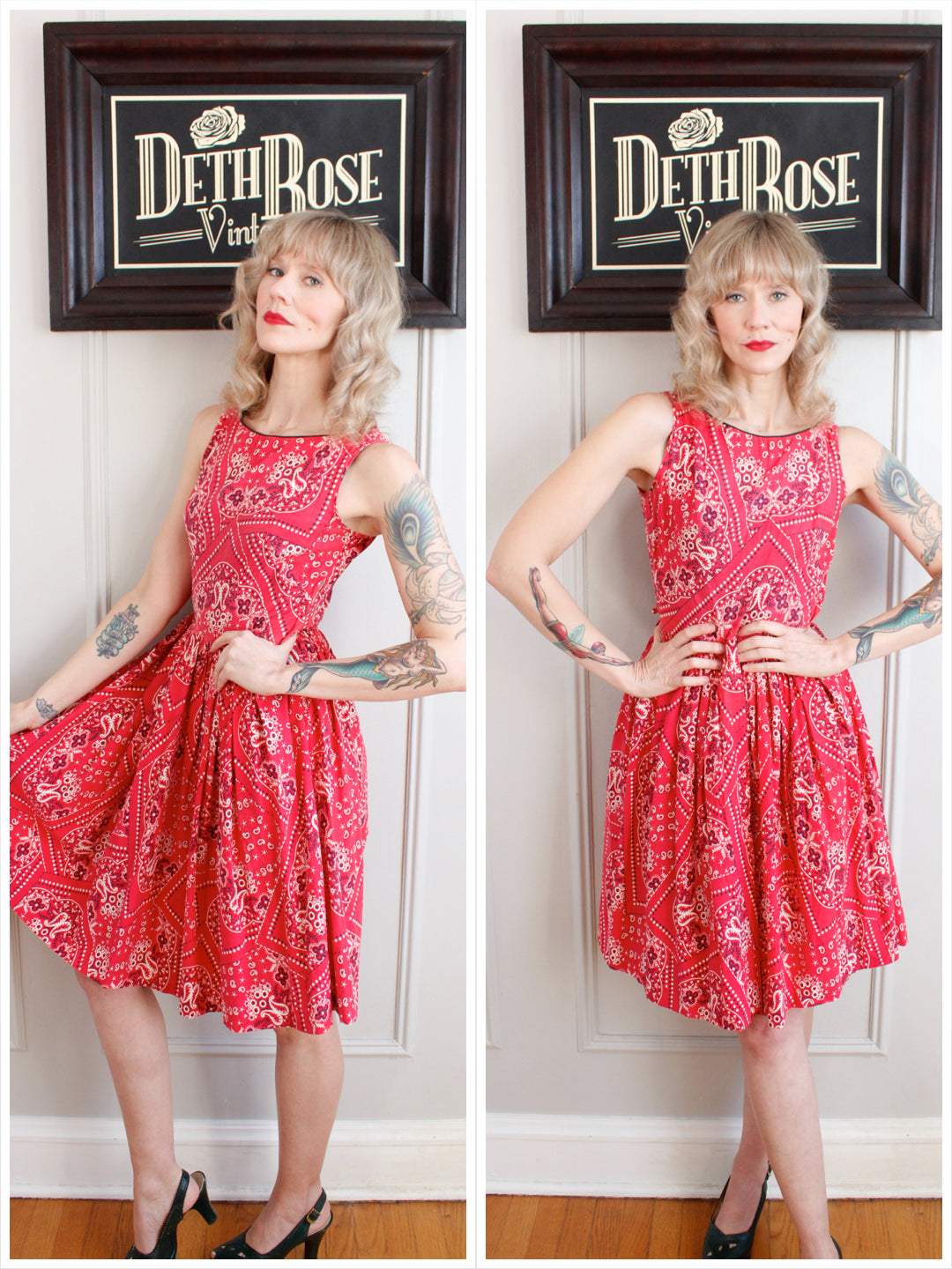 1950s Red Bandana Glenbury Dress - Small