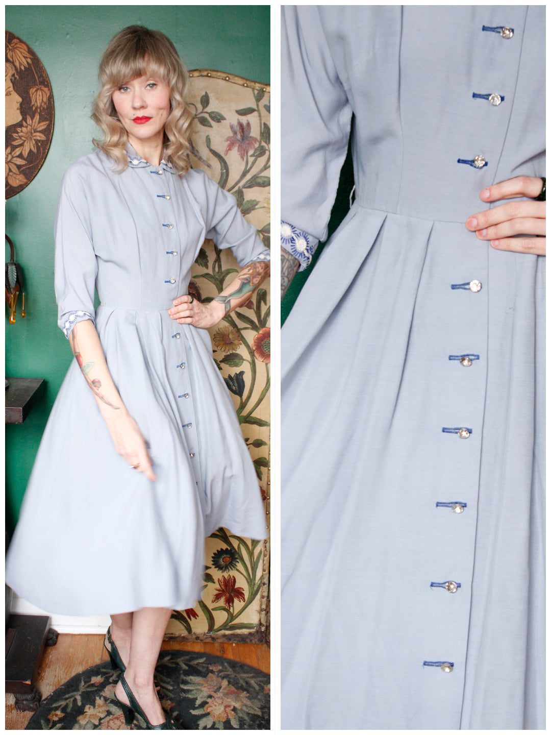 1950s Icy Blue January Dress - Xsmall