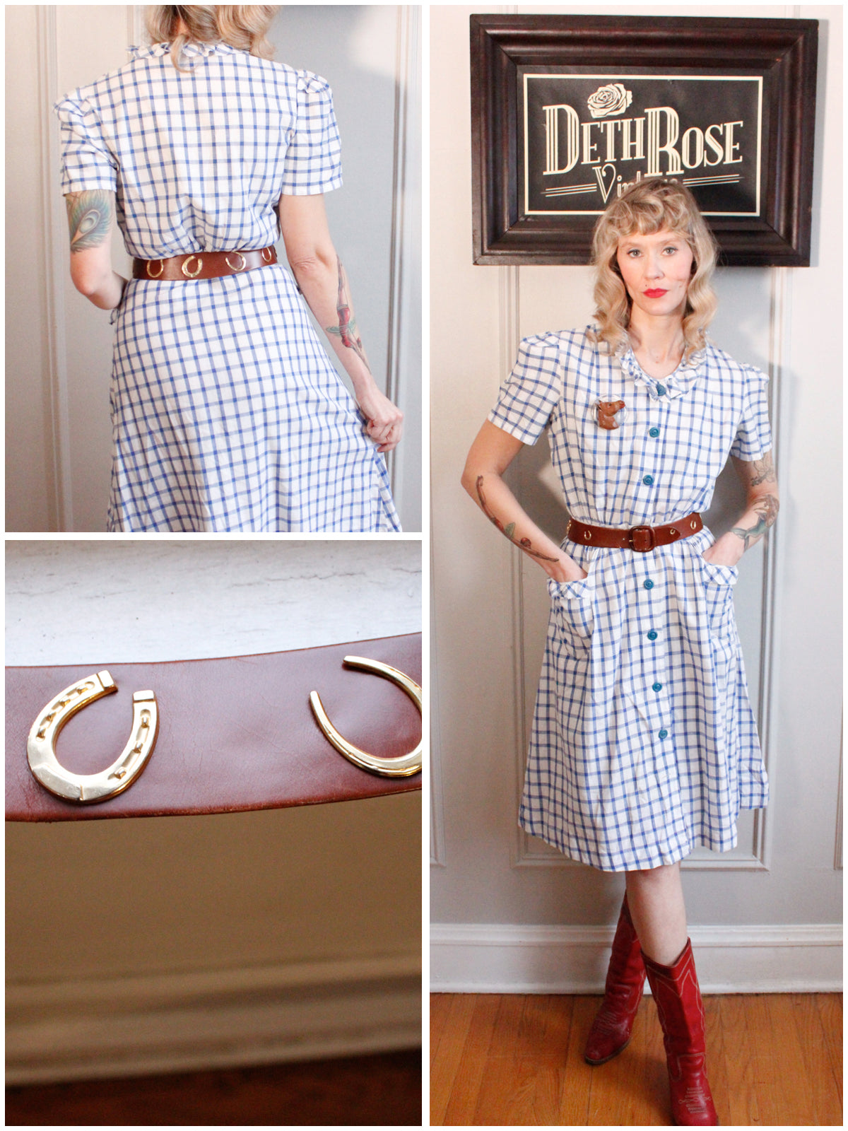 1950s Horseshoe Leather Calderon Belt - 25/26 waist