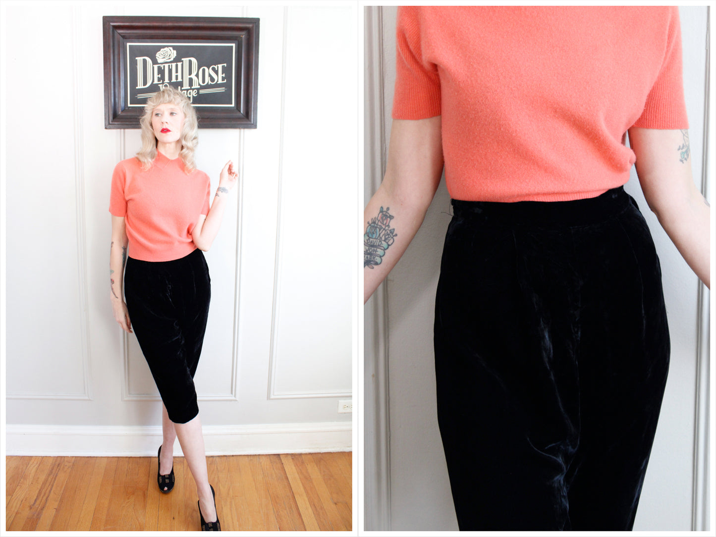 1950s Bernard Altman Coral Pink S/S Cashmere Sweater - M/L