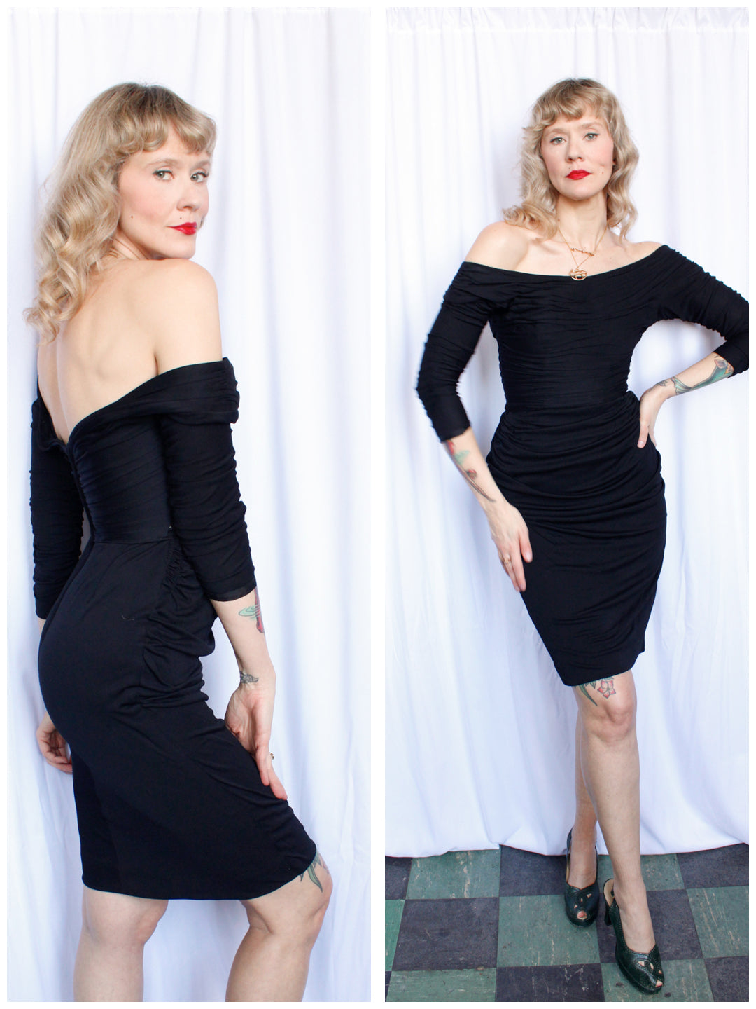 1950s Ceil Chapman Black Jersey Dress - Xsmall