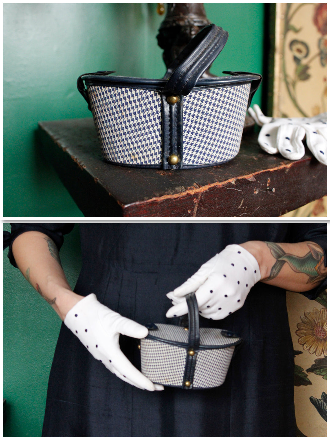 1950s Polka Dot Gloves & Mini Purse