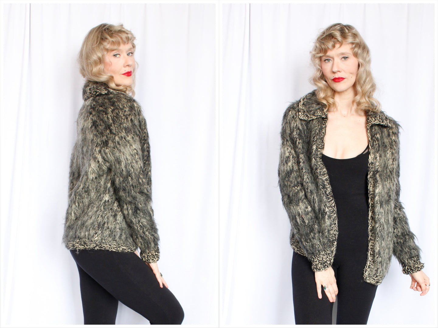 1950s Mohair Hand Knit Open Cardigan - Medium