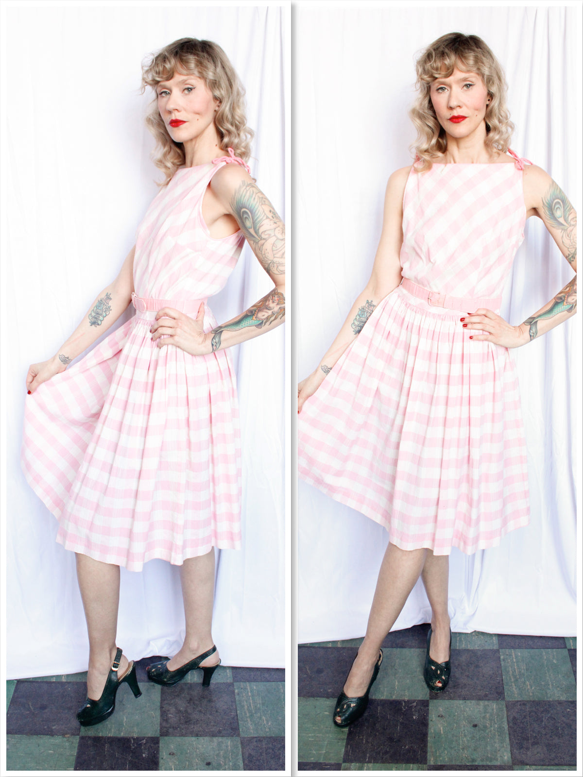 1950s Barbie Plaid & Pink Day Dress - Medium