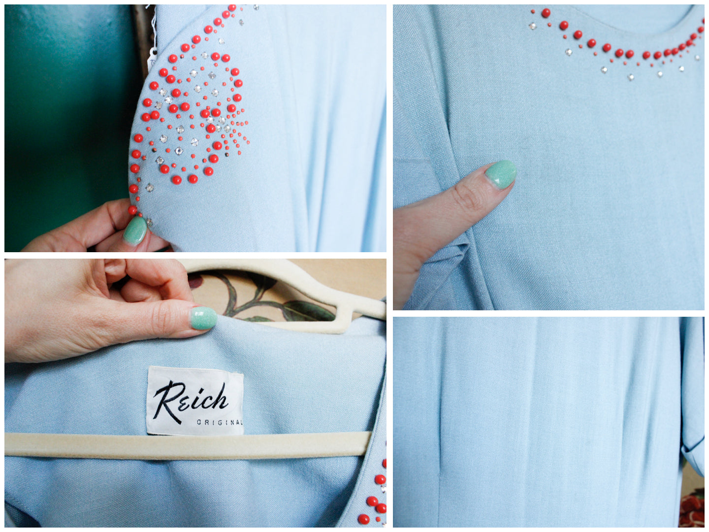 1950s Reich Blue & Orange beaded Dress