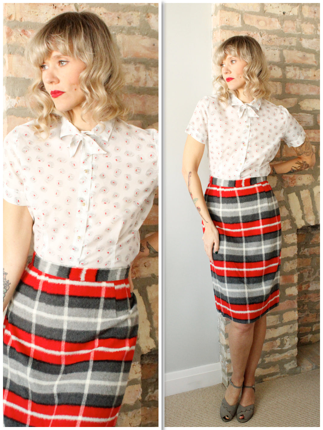 1950s Semi Sheer Printed Blouse