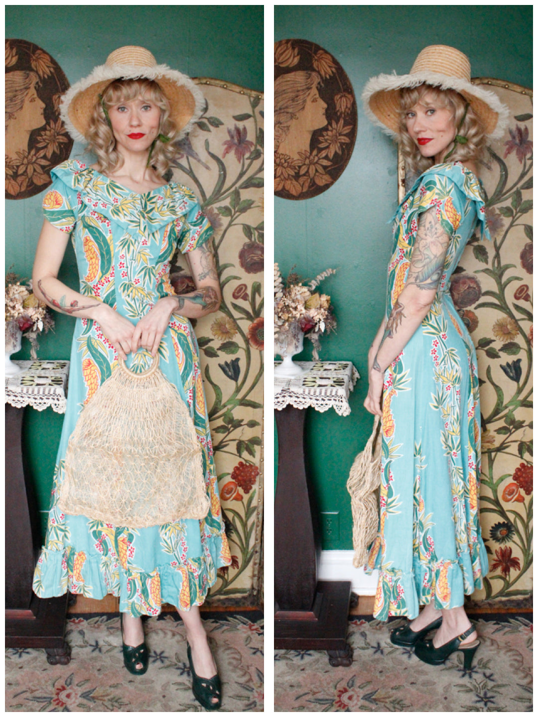 1950s Italian Large Straw Hat