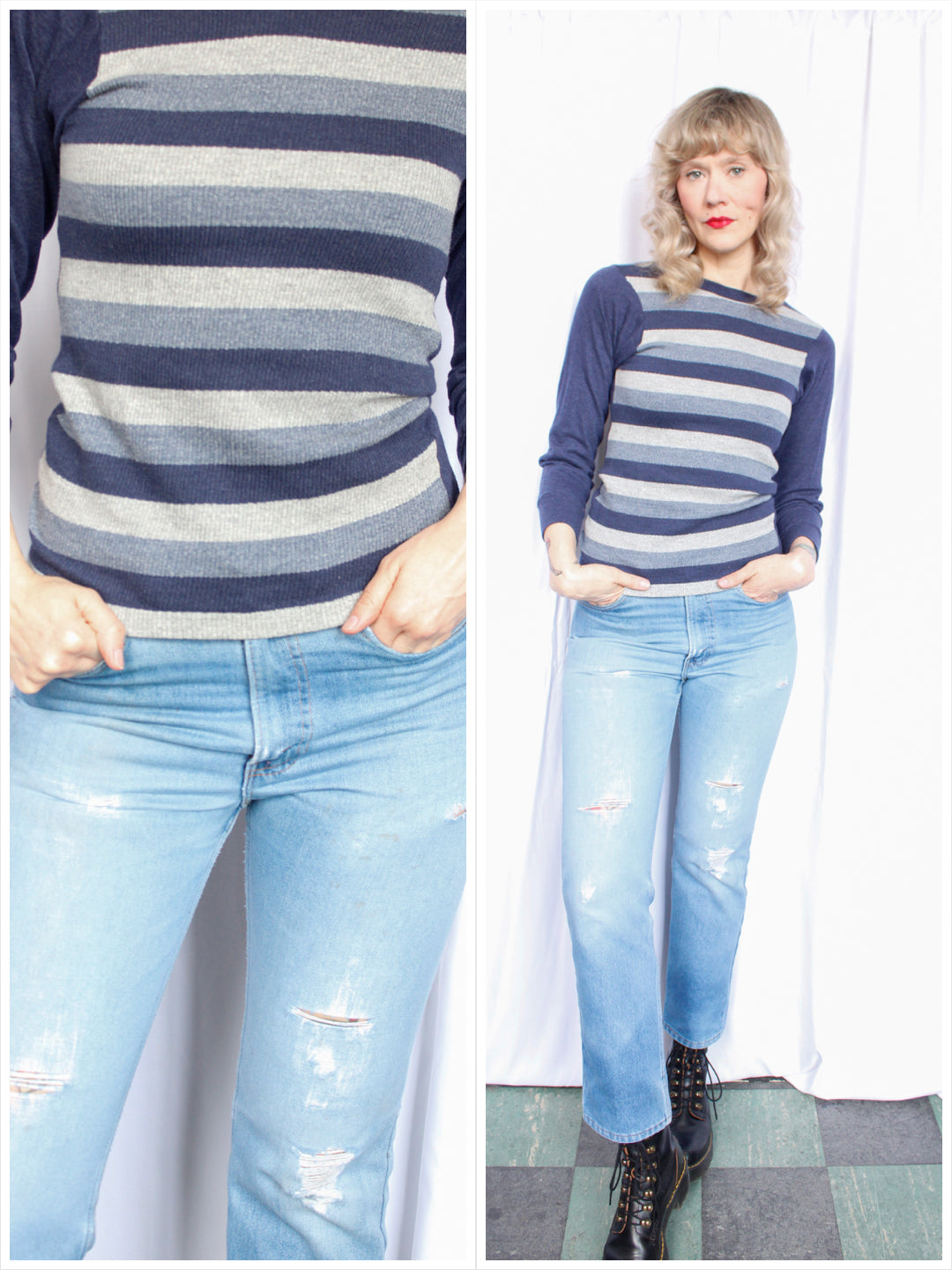 1950s Fautless Striped L/S Tee by Enro - S/M