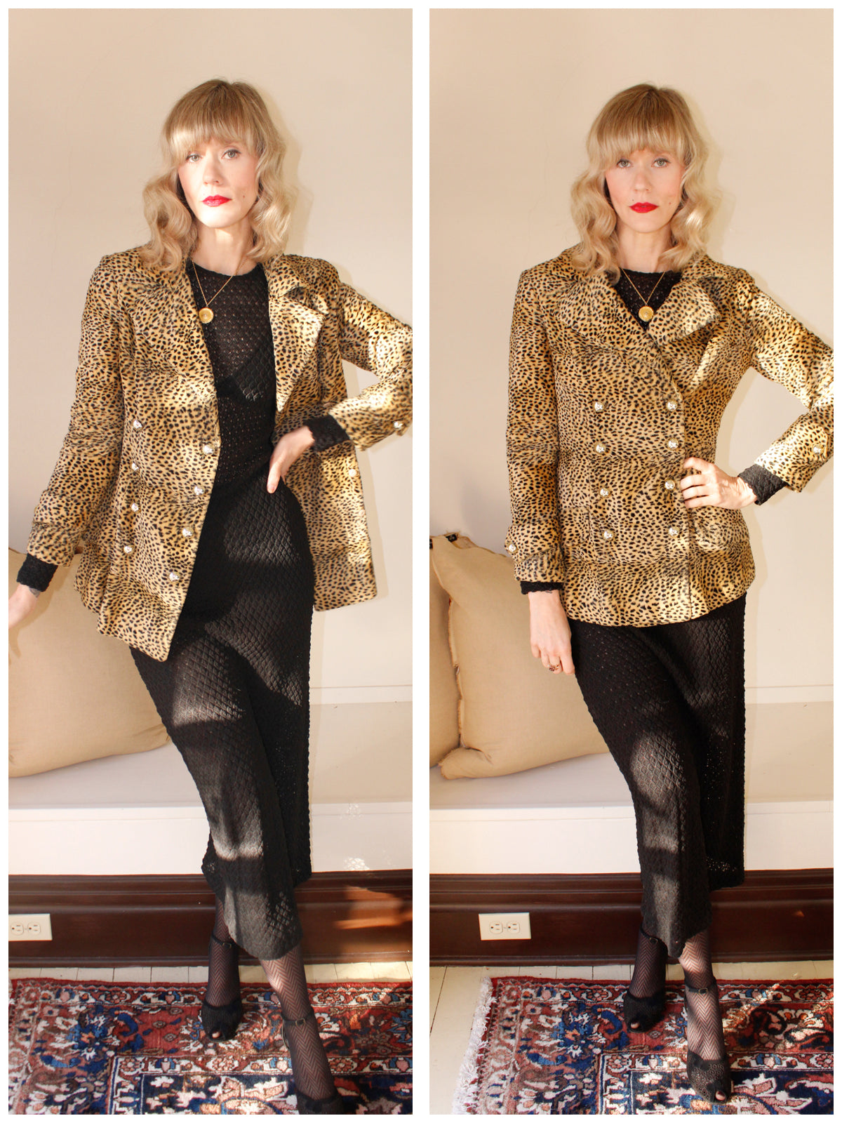 1960s Faux Fur Cheetah Print Jacket -Small