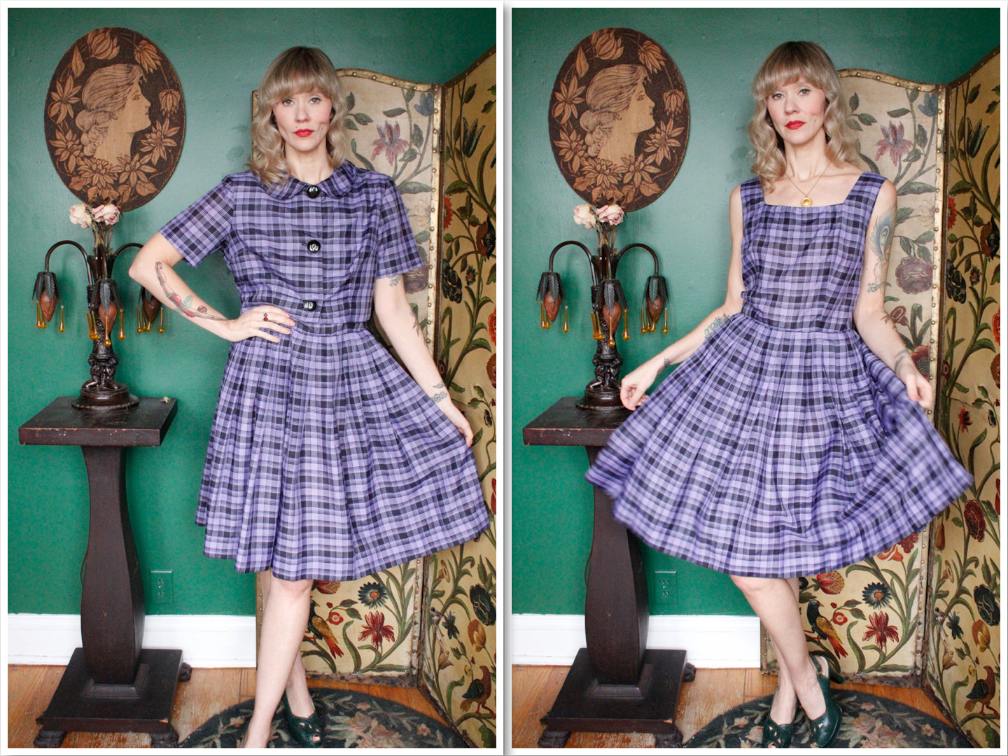 Late 1950s Plaid Jerry Gilden Dress & Bolero