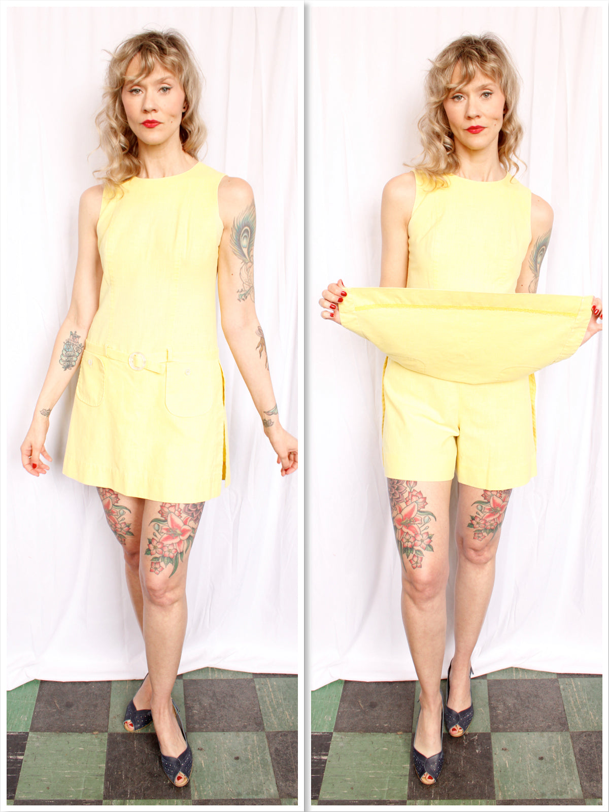 1960s Bright Yellow Romper - Small