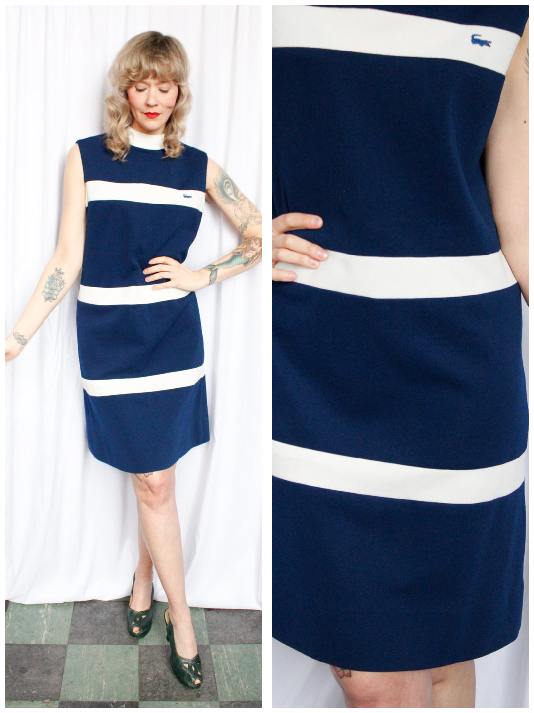 1970s Lacoste Striped Dress - Large