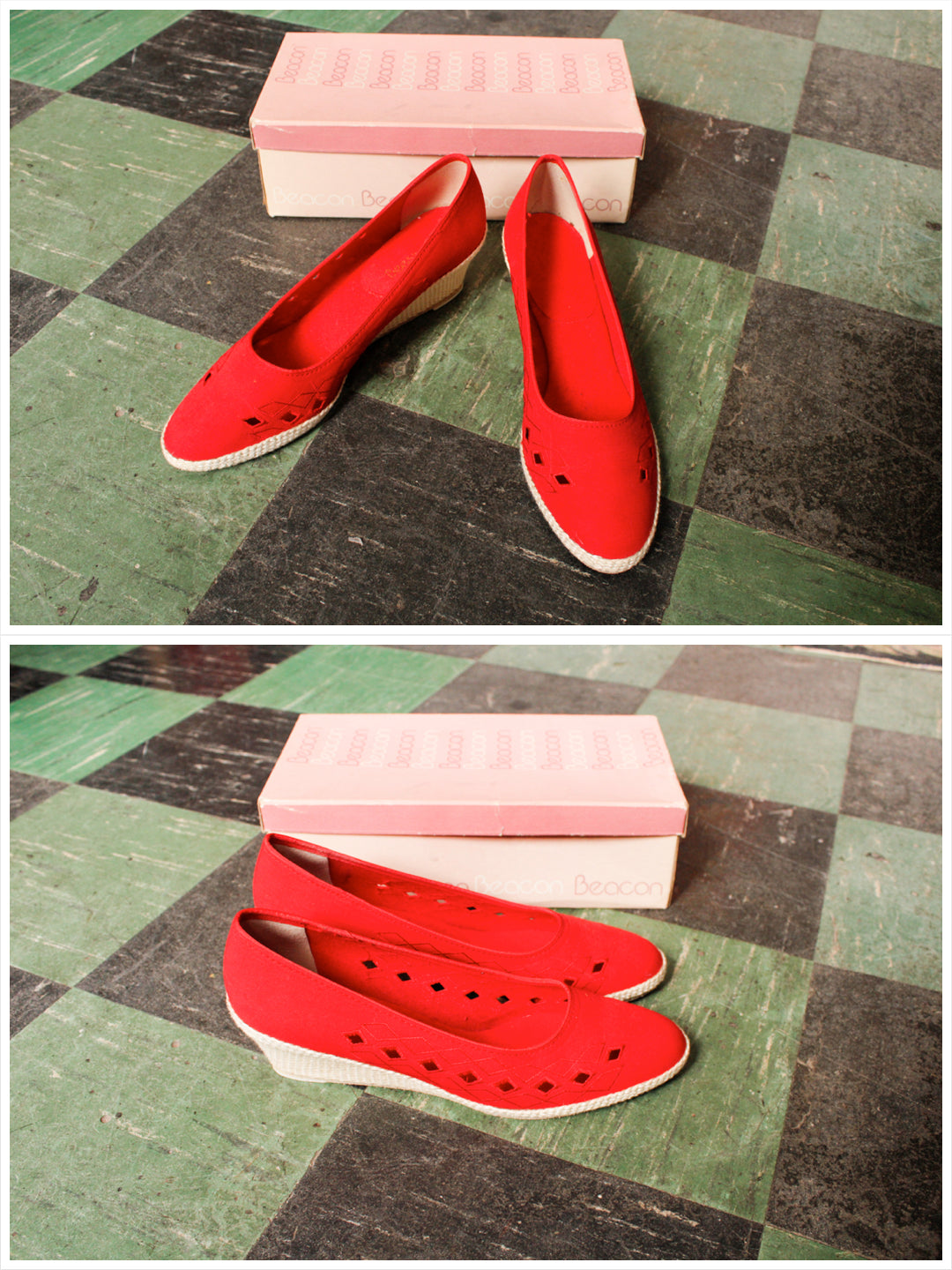 1980s Summer Red Wedges NOS - 8.5M