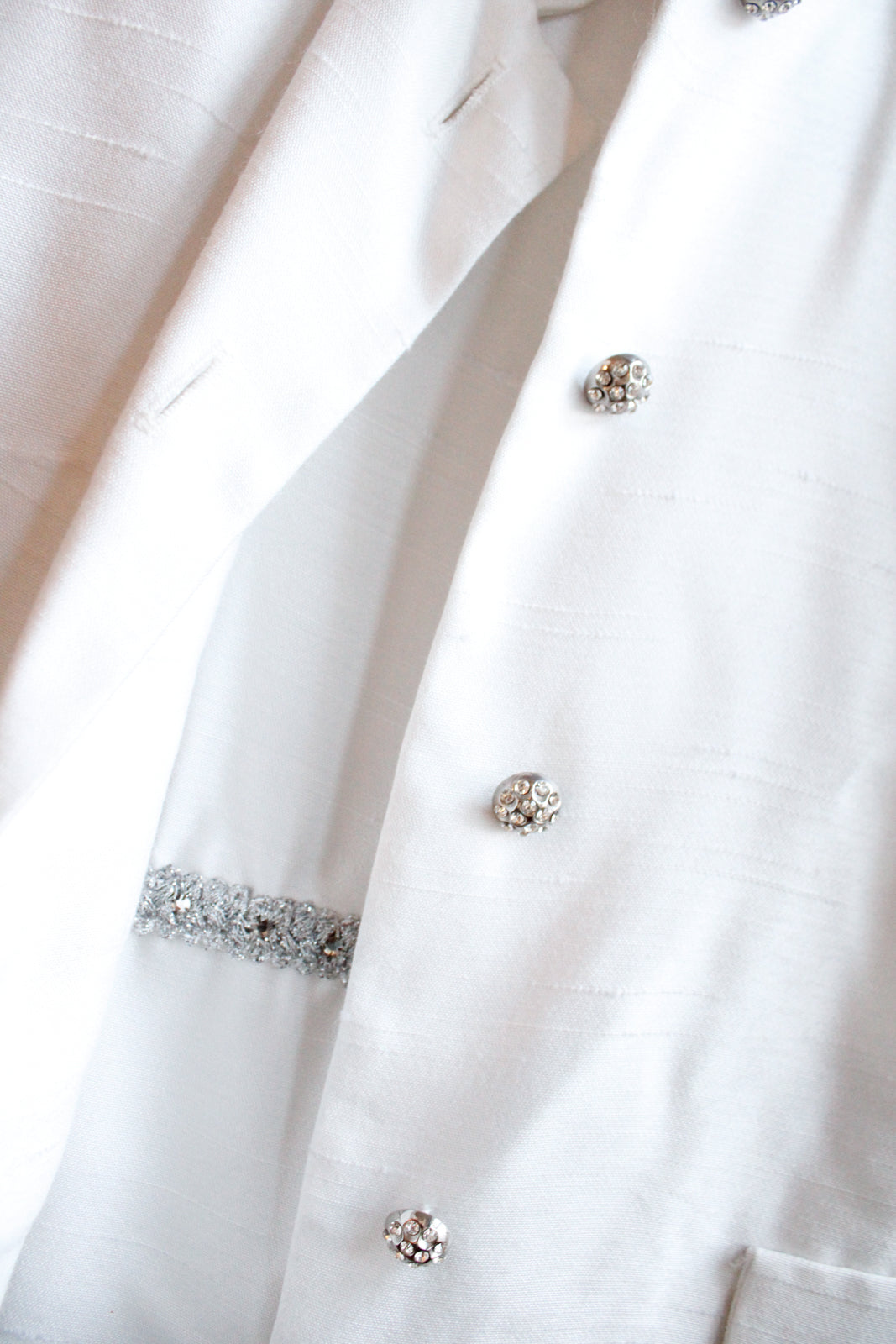 1960s Winter White Silk Dress & Jacket - Small