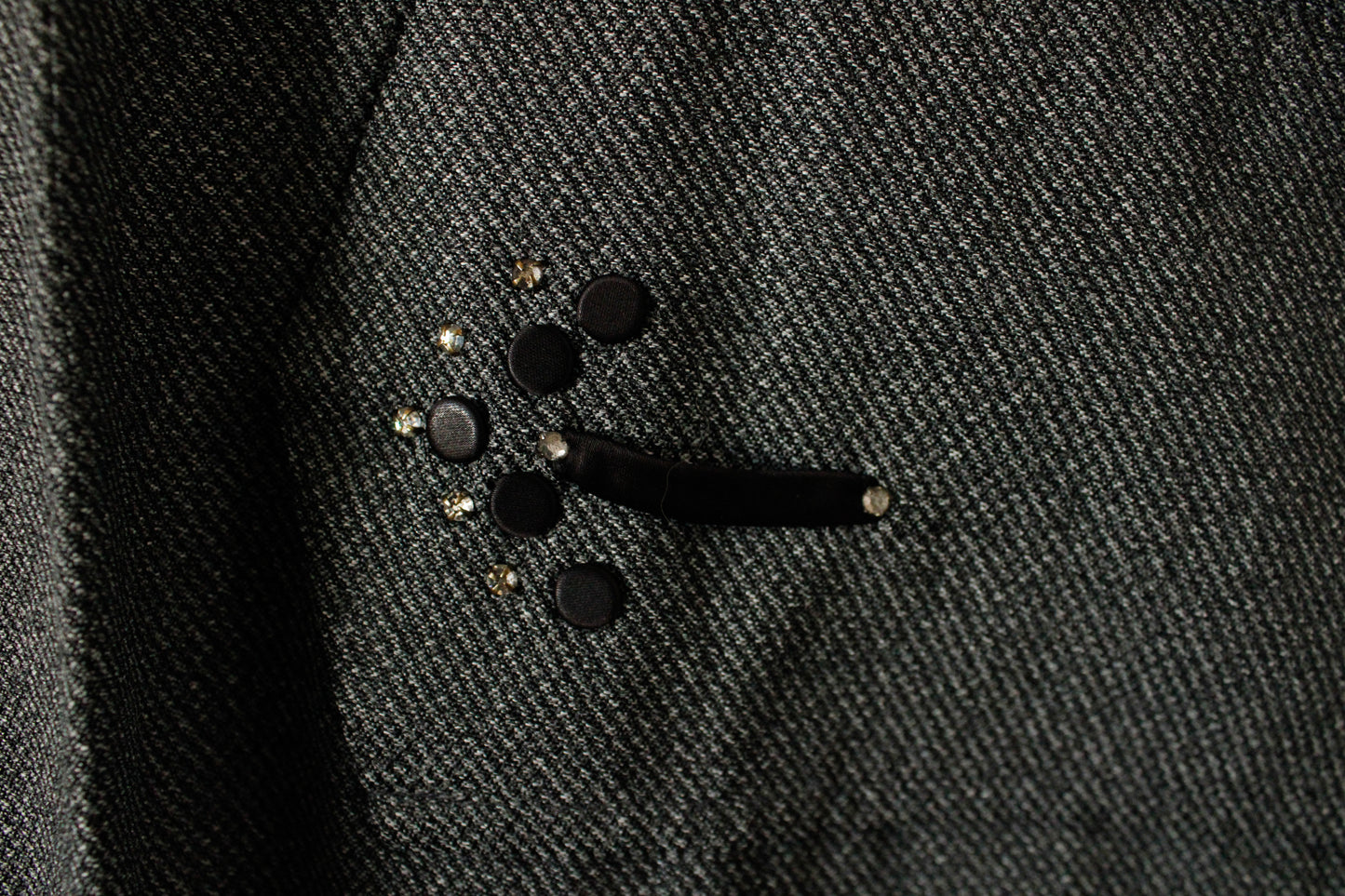 1950s This Way Gabardine Charcoal Dress - Medium