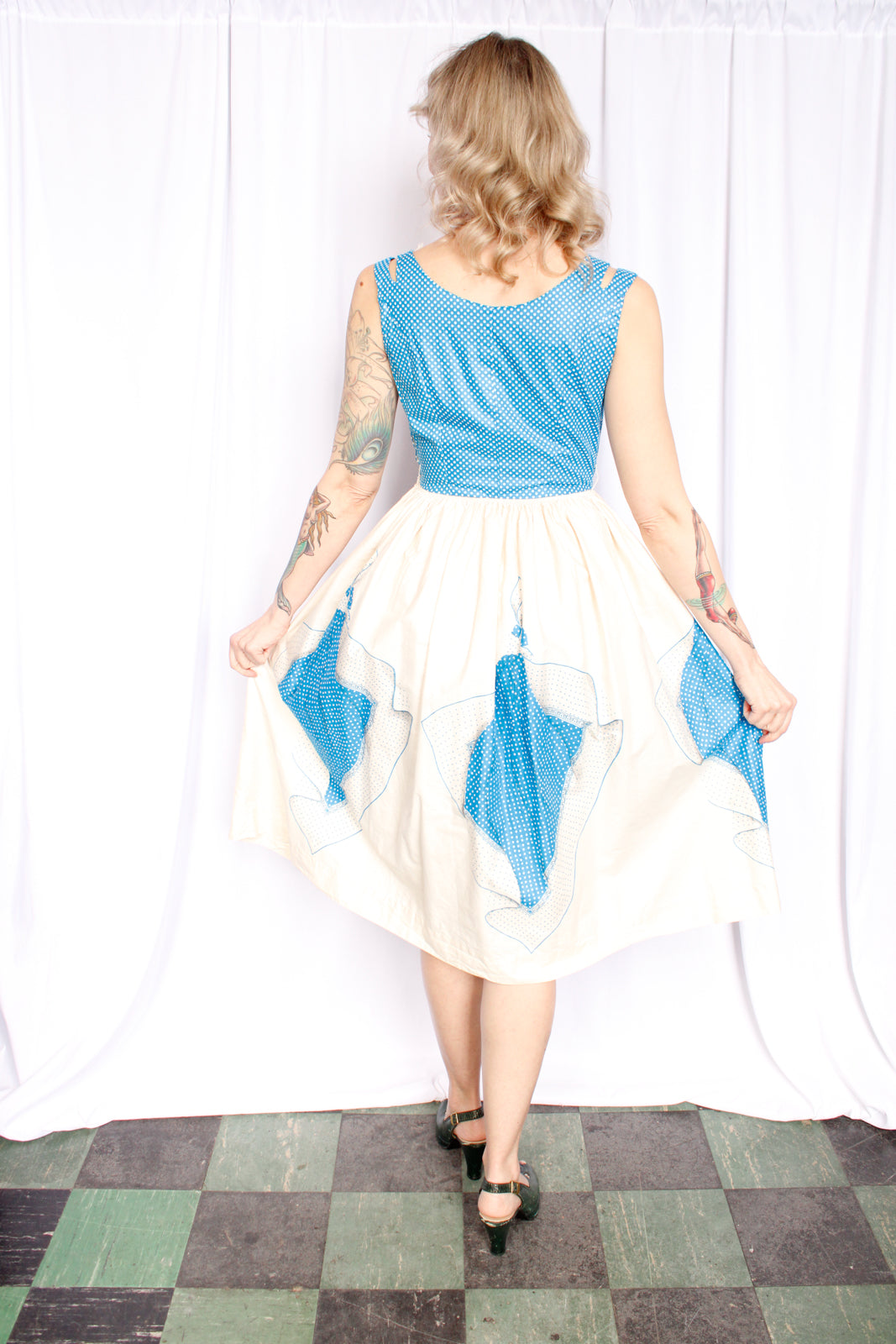 1950s Vicky Vaughn Scarf Print Dress - Small