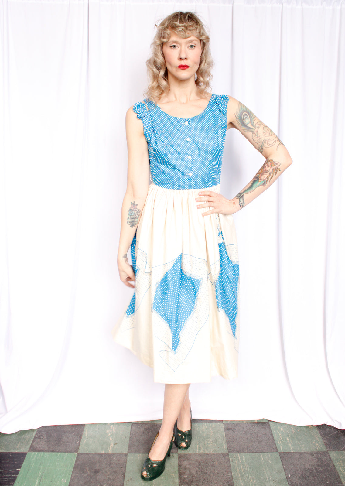 1950s Vicky Vaughn Scarf Print Dress - Small