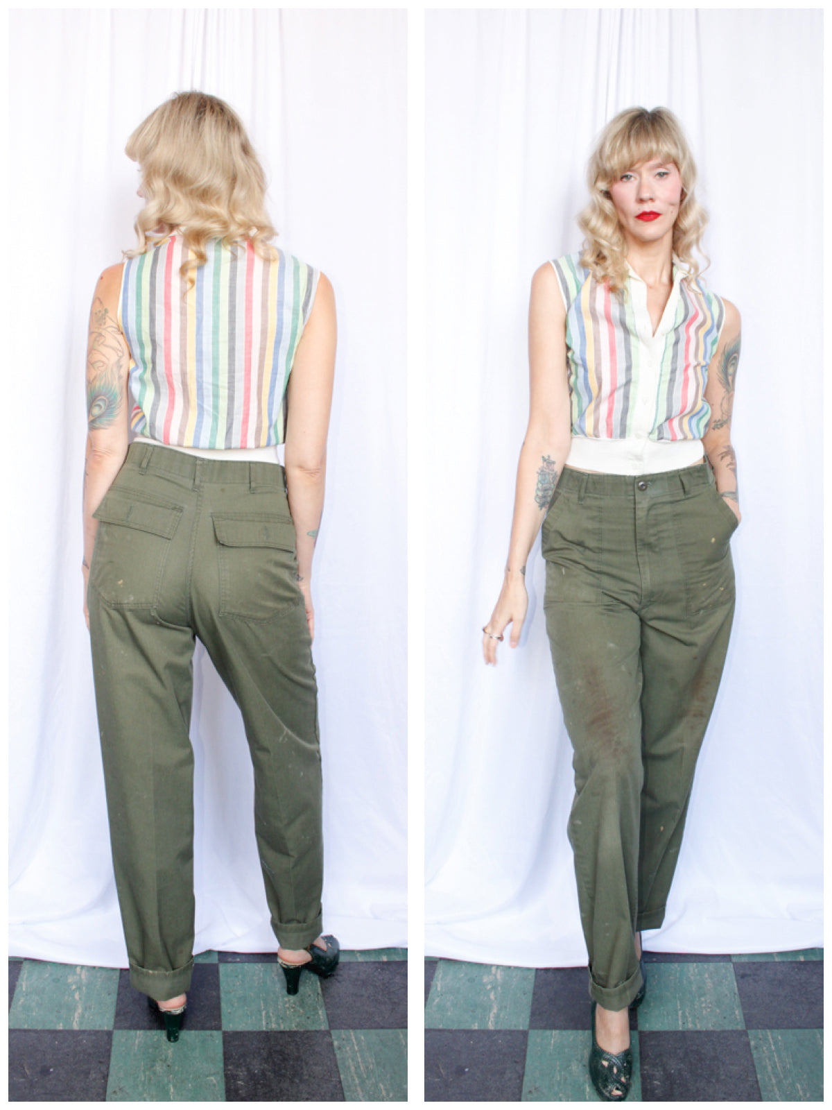 1970s Army Cotton Twill Pants - 32 waist