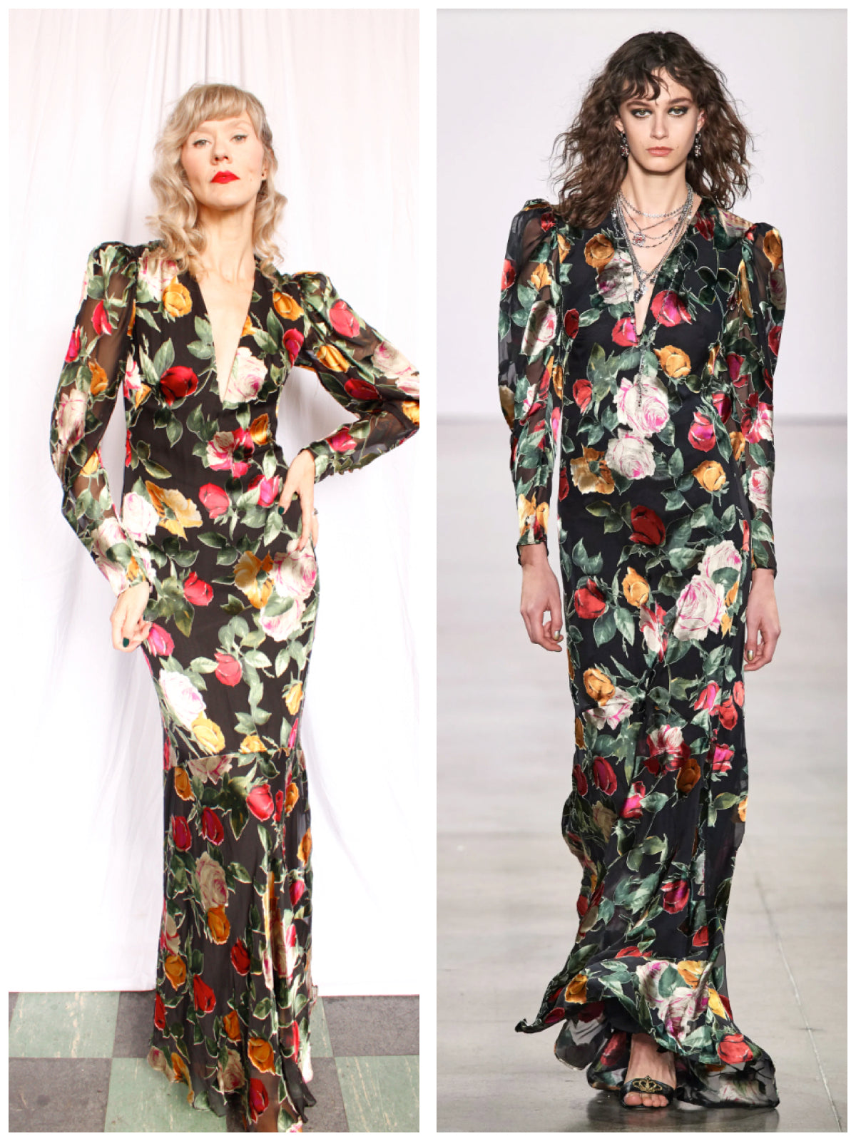 Nicole Miller Fall 2020 Collection 1930s Inspired Floral Silk Mermaid Gown - Small