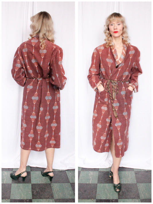 1920s Beacon Cotton Blanket KLINGMADE Chicago Belted Robe - L/XL