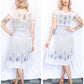 1930s Hungarian Blue Embroidered Cotton Voile Dress - Xs/S
