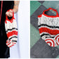 1930s Red White and Black Open Knit Handbag