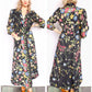 Early 1940s Bright Cold Rayon Floral Robe - Large