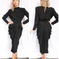 1940s Blade Runner Black Rayon Dress - Medium