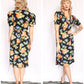 1940s Floral Puff Sleeve Rayon Dress - Small