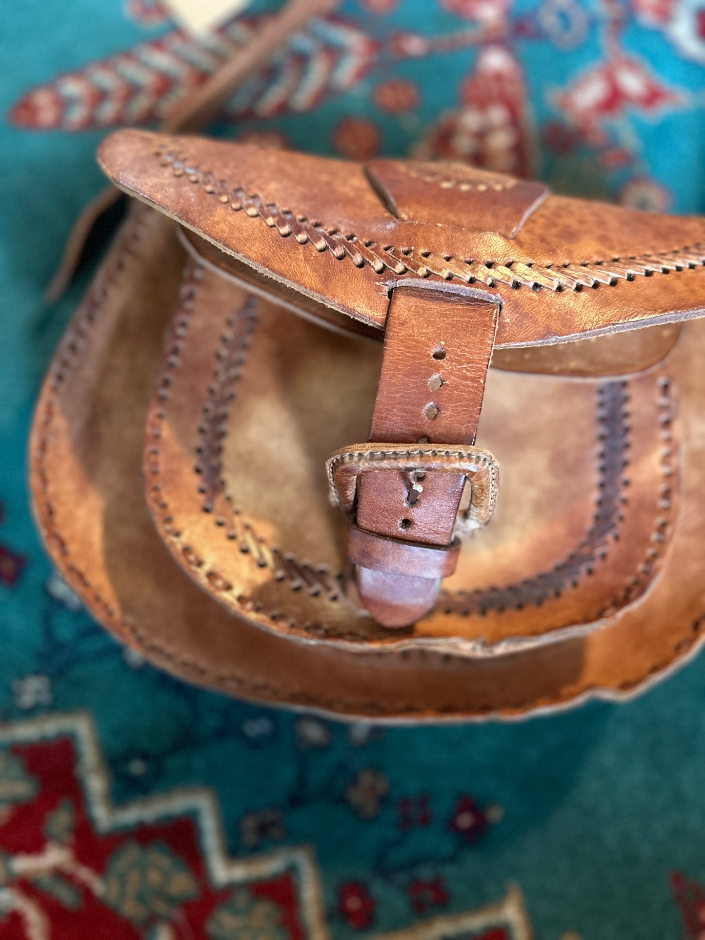 1970s stitched Leather Handbag