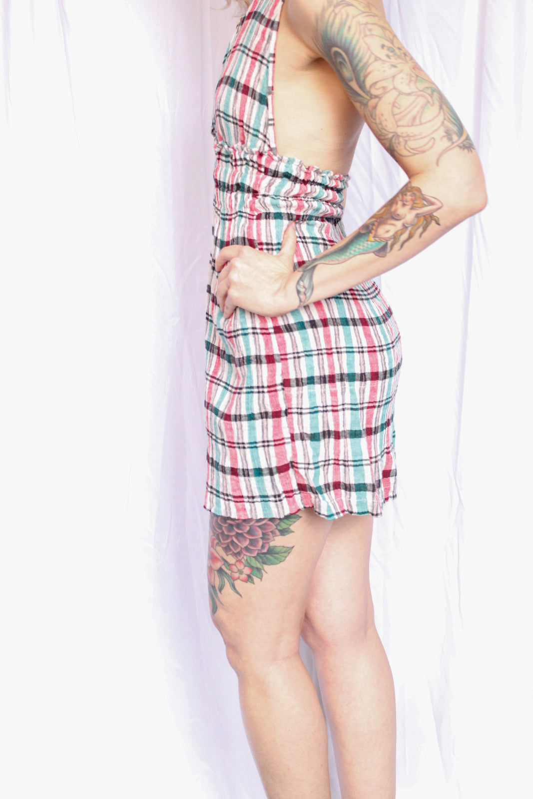 1990s Indian Cotton Gauze Halter Mini Dress - S/M
