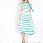 1940s Doris Dodson Green & White Stripe Dress - Small 