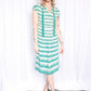 1940s Doris Dodson Green & White Stripe Dress - Small 