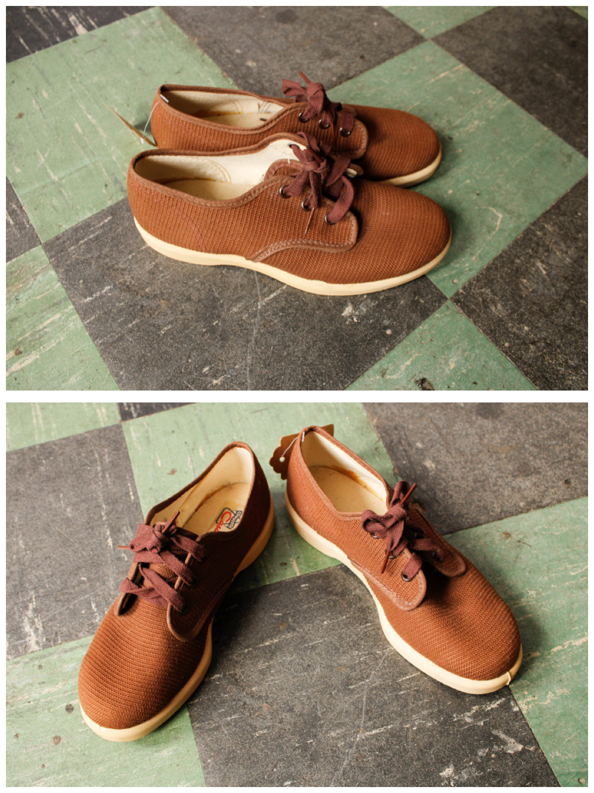 1950s Converse "Casuals" NOS Brown Woven Canvas Sneakers - 6.5M