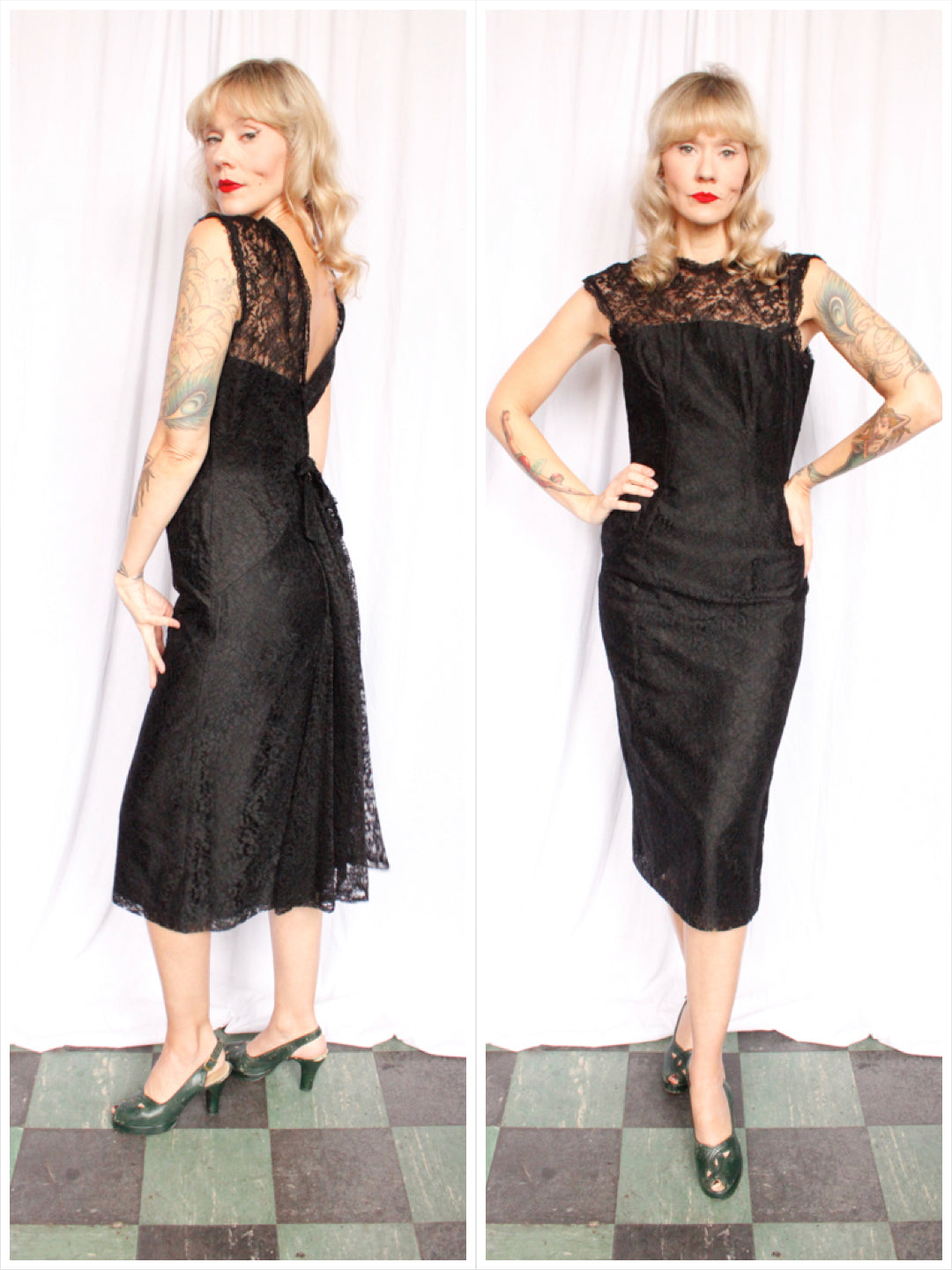 1950s Lace Cocktail Dress - Medium
