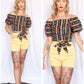 1940s Yellow Cotton Twill Shorts - 25w