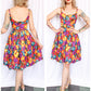 1950s Bold Floral Cotton Party Dress - Xsmall