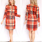1960s Red & Black Houndstooth Collared Dress - Small